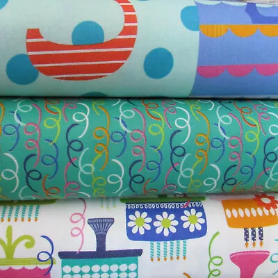 'Hip Hip Hooray' 100% Cotton Quilting Fabric By Blend Fabrics -party  Bunting • £8.35