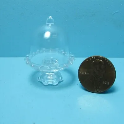 Dollhouse Miniature Glass Pedestal Cake Plate With Dome Lid B0406 • $3.32