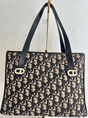 Authentic Vintage Christian Dior Hand Bag Black Canvas  • $535