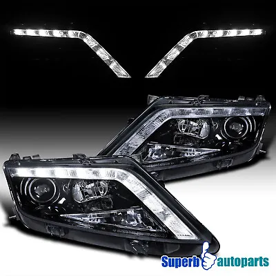 Fits 2010-2012 Ford Fusion Projector Headlights Glossy Black Smoke LED Bar Lamps • $224.98