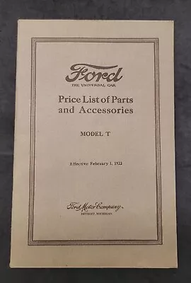 Original - Model T Ford Price List Of Parts And Accessories - February 1 1921 • $59.99