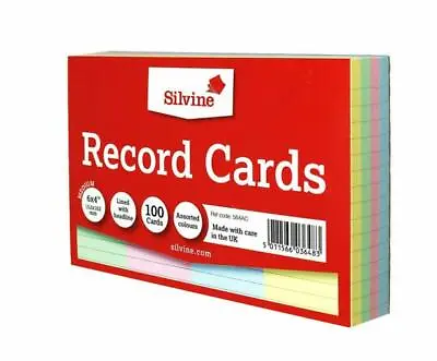 £3.50 • Buy Pack Of 100 Record Cards Ruled 6  X 4  Assorted Colours - Revision Index 564AC