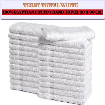 24x White Hand Towels Hotel Salon Spa Hairdressers Soft Cotton Towel 50 X 90 Cm • £4.65