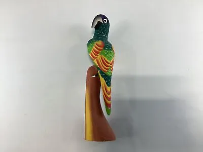 Multicolor Hand Carved Hand Painted Balsa Wood Vintage Parrot Figurine GUC • $99.99