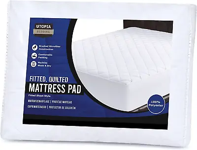 £13.15 • Buy Quilted Fitted Mattress Pad - Mattress Cover - Mattress Topper  - Not Waterproof