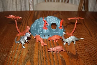 Vintage MPC Gray Cave 2 Palm Trees 6 Dinosaurs And 2 Caveman - Marx • $22.99