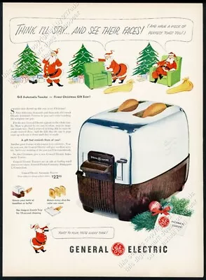 1950 General Electric Toaster Photo Christmas Tree Santa Color Art Vintage Ad • $9.99