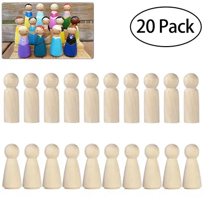 £9.99 • Buy 20pcs Unfinished Wooden Peg Dolls Wooden Tiny Doll Bodies People Decoration-