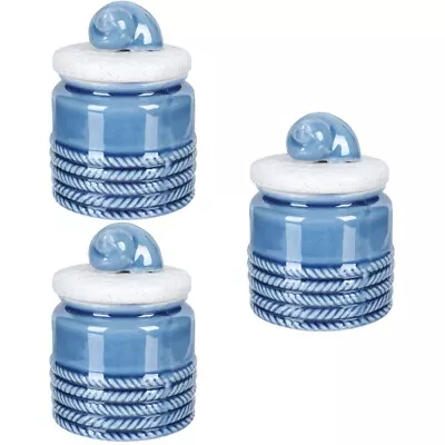  3 PC Ceramic Storage Jar Ceramics Seaside Food Tea Porcelain Jars • £37.29
