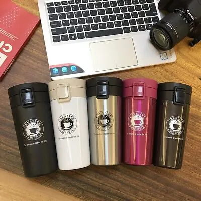 Insulated Travel Coffee Mug Thermos Cup Thermal Stainless Steel Flask Vacuum 500 • £9.59