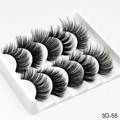 5Pair 3D Mink False Eyelashes Wispy Cross Long Thick Soft Fake Eye Lashes  UK • £3.79