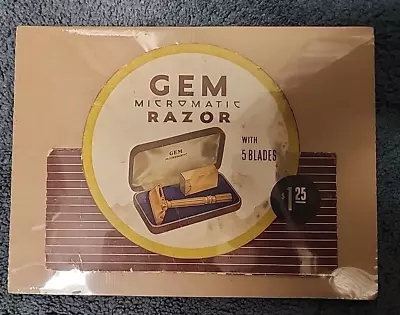 Vintage Gem Micromatic Store Counter Razor Cardboard Display Old Stock • $43.42