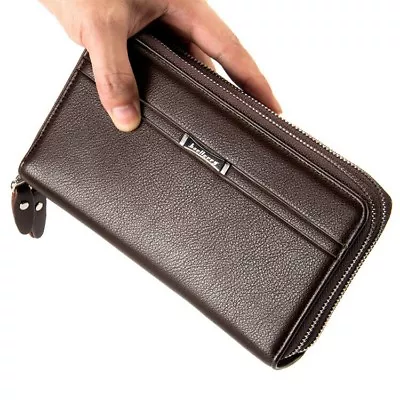 Mature Men Real Leather Briefcase Wallet Fashion Purse Business Clutch Handbag • $15.99