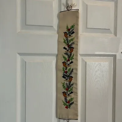 Vintage Birds Bell Pull Wall Hanging Needlepoint Tapestry Decor  Handmade • $28