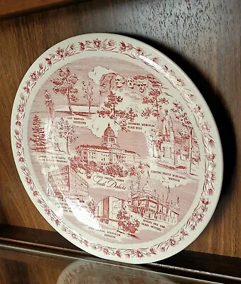 Vernon Kilns Transferware Plate Vtg South Dakota 1931-1958 • $50