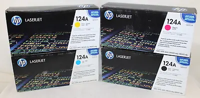 Set Of 4 Genuine HP 124A BCYM Print Toner Cartridges Q6000A Q6001A Q6002A Q6003A • $189.99