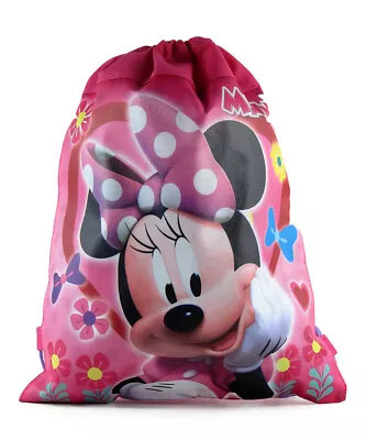 6 DISNEY MINNIE Sport Drawstring Backpack Sling Gift Bags Birthday Party Favor • $14.95