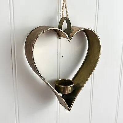 Wall Hanging Heart Candle Holder Tea Light Home Decor Rustic Vintage Accessories • £16