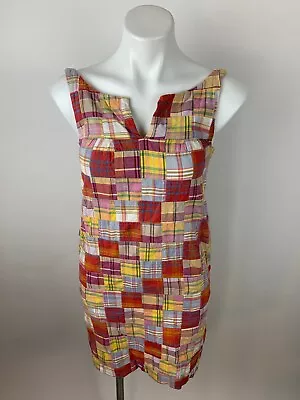 J. Crew Madras Patchwork Shift Dress Yellow Red Purple 2 Nice! • $35.95