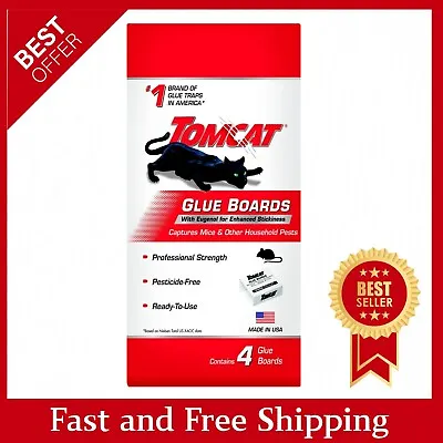 Tomcat Glue Boards With Immediate Grip Glue Ready-To-Use 4 Traps Free Shipping • $5.99