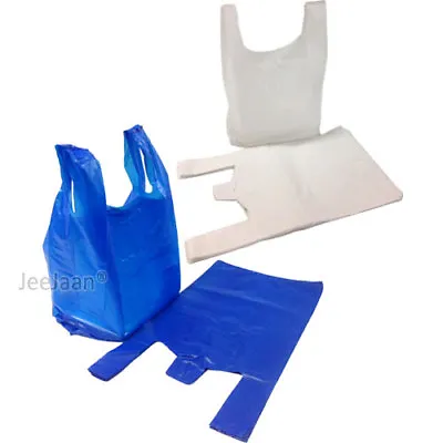 £5.98 • Buy Plastic Carrier Bags Strong & Medium  Vest Shopping Supermarket  [all Sizes]