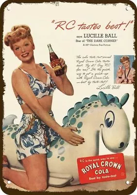 1946 RC Cola & LUCILLE BALL I LOVE LUCY Vintg-Look DECORATIVE REPLICA METAL SIGN • $24.99