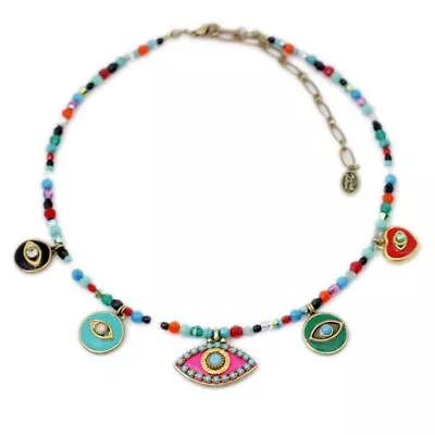 Michal Golan Eye Charm Necklace On Beaded Chain • $158