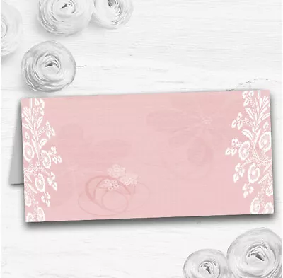 Vintage Lace Coral Pink Chic Wedding Table Seating Name Place Cards • £6.95
