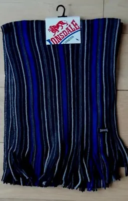 £9.95 • Buy Lonsdale Striped College Scarf Sn21 BLACK/GRAY One Size