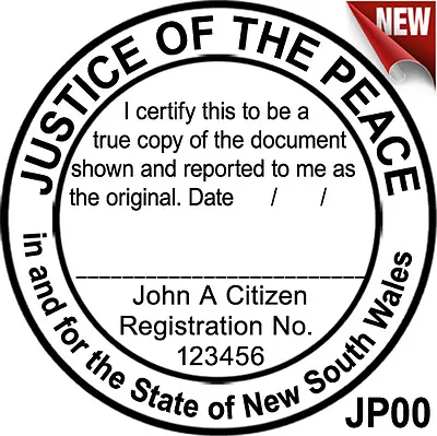 JP00 40mm Round JUSTICE OF THE PEACE NSW Custom Flash Stamp Self Inking • $23.30