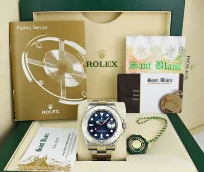 ROLEX - Mens 40mm Platinum & SS YachtMaster Blue Dial 116622 - SANT BLANC • $12950