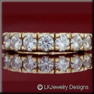 1.05 Ct Moissanite Round Near Colorless Semi Eternity Band Ring   • $1398.90