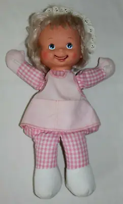 Vintage 1979 Mego Doll Rattle Pink Gingham Checkered Blonde Soft Blue Eyes • $14.99