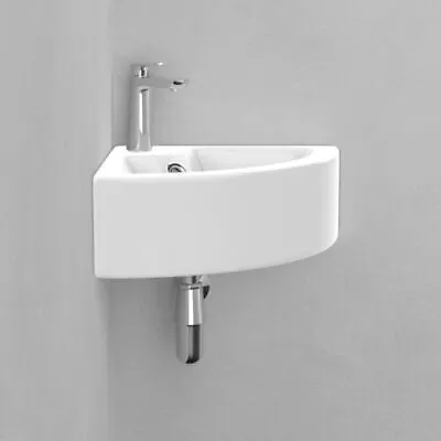 Small Quarter Corner Basin Sink Cloakroom Bathroom Hand Wash Sink Wall Mounted • £19.90