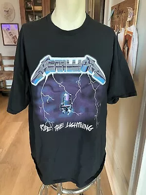 Licensed Men's Blue Metallica Ride The Lightning T-shirt Size 2XL 2-Sided Retro • $16.77