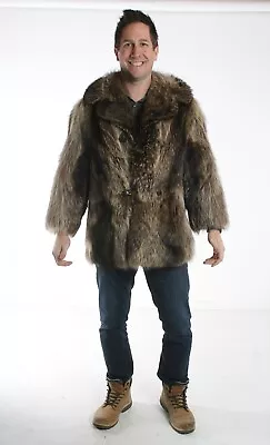 Size XL Superb Raccoon Fur Men Coat [131] • $219.48