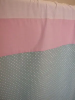 £26.99 • Buy Lovely Dunelm Mill Curtains - Blackout Lining - Pink & Blue Polka Dot On Cream