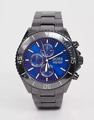 £94.19 • Buy New Genuine Hugo Boss 1513743 Ocean Blue Dial Black Stainless Steel Men's Watch