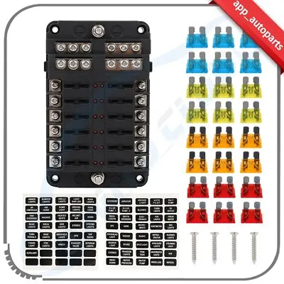 12 Way 12V-32V Waterproof Blade Fuse Holder Box Block LED Indicator Auto Marine • $20.82