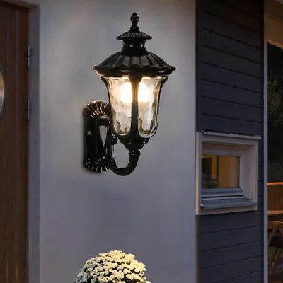 £20.95 • Buy Mains Powered Garden Wall Lights Waterproof Outdoor Glass Lantern Sconce Lamp