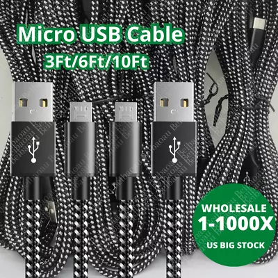 Micro USB Cable Nylon-Braided Fast Data Charging Cord For Samsung Android LG Lot • $378.78