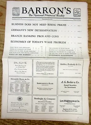 1931 BARRON'S Financial Newspaper W DETAILS Of THE GREAT DEPRESSION As Happening • $30