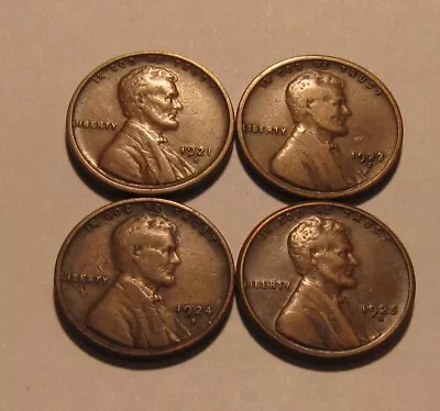 1921 S 1923 S 1924 S 1925 S Lincoln Cent Penny - NICE Mixed Condition - 69SA-2 • $0.99