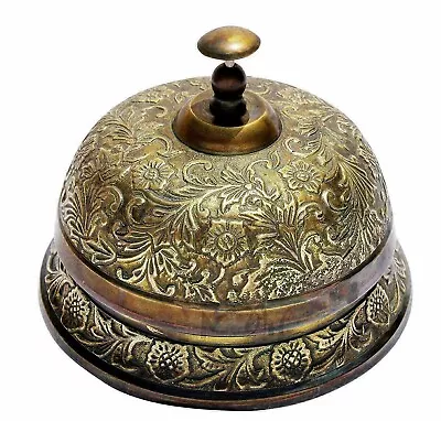 Vintage Brass Ornate Bell Hotel Front Desk Bell Antique Service Counter Bell • $35