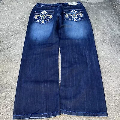 Raw Blue Southpole Style Grunge Jeans Mens Size 37x31 Y2k Hip Hop Faded Punk • $65