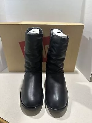 FITFLOP Supercrush Mukluk Black Leather Boots Shearling Lined Size 9 US 7 UK 41 • $129.99