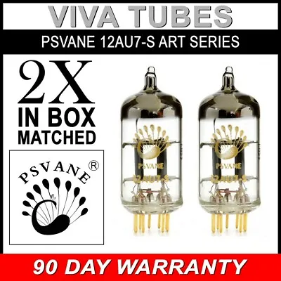 New Matched Pair (2) Psvane 12AU7-S ECC82 Gold Pins Art Series Vacuum Tubes • $95.07