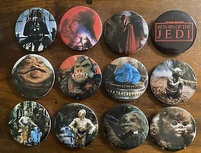 Original Vintage 1983 STAR WARS ROTJ 12 PHOTO BUTTONS PINBACKS COMPLETE SET • $34.99