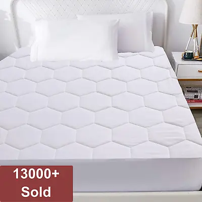 Premium Quilted Mattress Protector Extra Deep Fitted Bed Cover In All Sizes • £6.99
