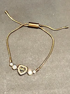 Michael Kors Rose Gold Tone Adjustable MK Heart Bracelet • $62